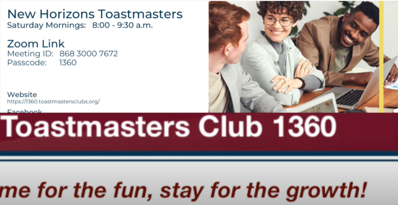 People at a New Horizons Toastmasters Meeting